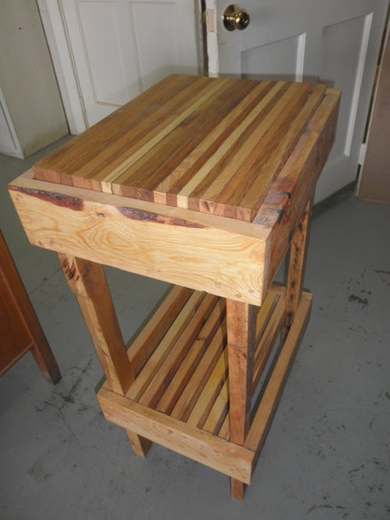 Butcher block made of pallets.